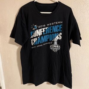 San Jose Sharks 2016 NHL playoff shirt.